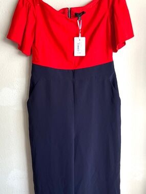 Ted Baker Off the Shoulder Bright Red Jumpsuit